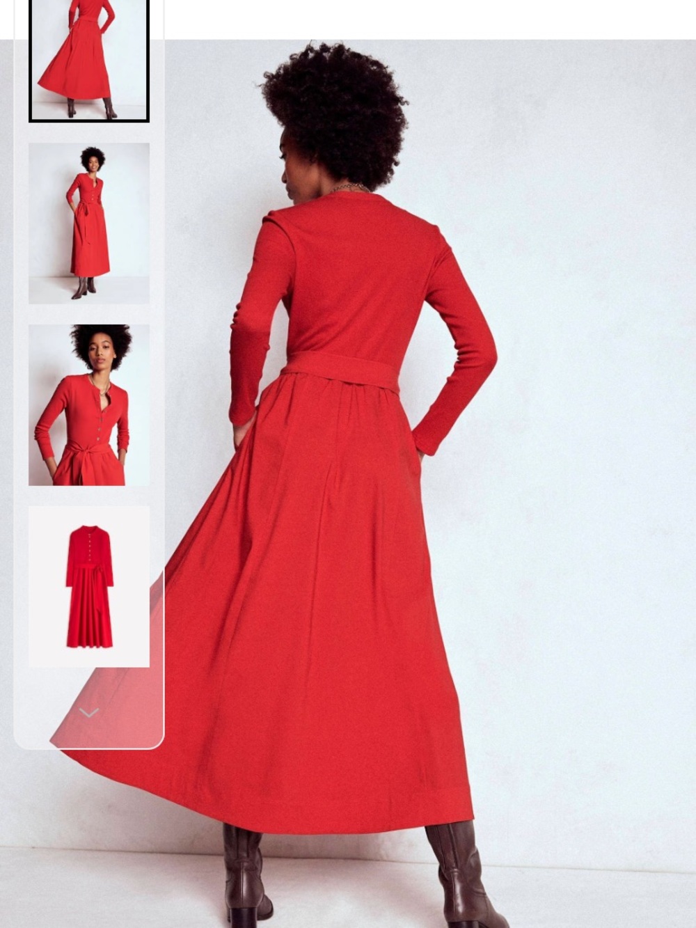 Boden Red Long-Sleeve Tie-Waist Maxi Dress - Picture 8 of 11
